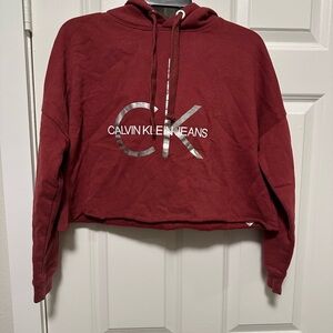 Calvin Klein Jeans Burgundy Cropped Hoodie